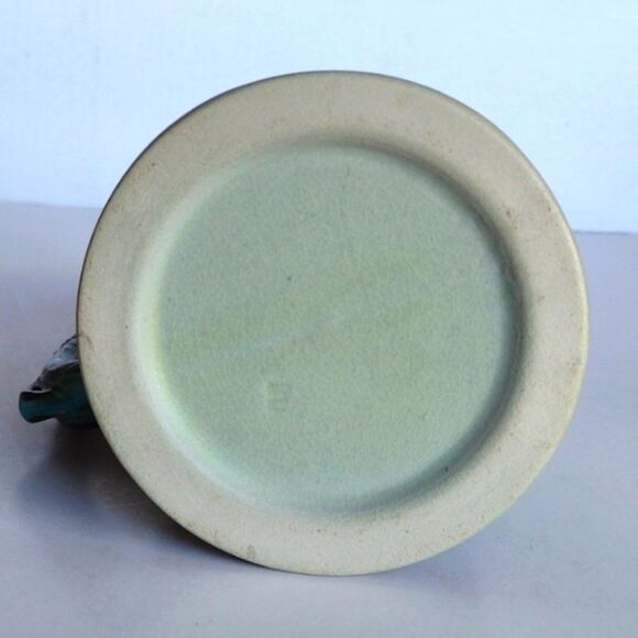 Vintage German Beer Stein Blue Green Glaze Hunter after Deer Hinged Pewter Lid - Picture 6 of 9